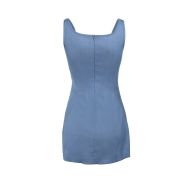Floral Appliqué Denim Slip Mini Dress