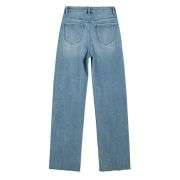 Rose Embroidered Lace-Cut Jeans with Pearl Beading