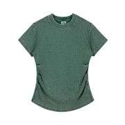 Slim Fit Pleated Waist Washed Cotton Tee 8.4oz