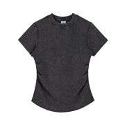 Slim Fit Pleated Waist Washed Cotton Tee 8.4oz