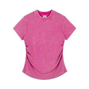 Slim Fit Pleated Waist Washed Cotton Tee 8.4oz