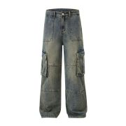 Wide Leg Cargo Denim Pants