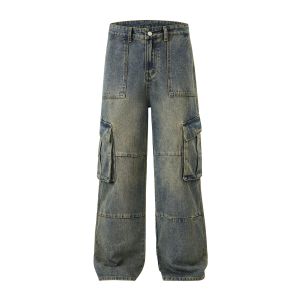 Wide Leg Cargo Denim Pants