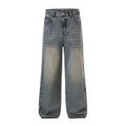 Vintage Washed Raw Hem Bootcut Jeans