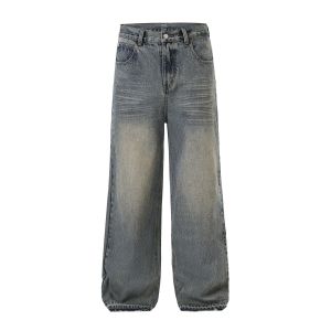 Vintage Washed Raw Hem Bootcut Jeans