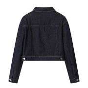 Long-Sleeve Boxy Cropped Denim Jacket