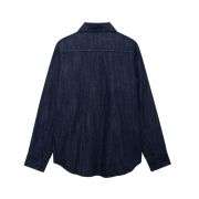 Indigo Button-Front Relaxed Denim Shacket