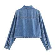 Button-Front Cropped Denim Shacket