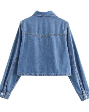 Button-Front Cropped Denim Shacket – XX10784