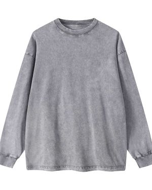 Crew Neck Acid Wash Sweatshirt for Private Label Streetwear Collections