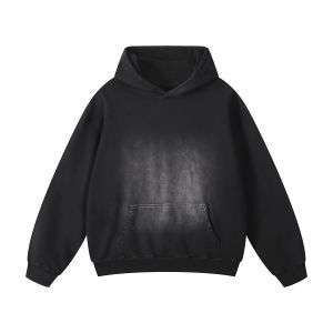 Black Faded Kangaroo Pocket Hoodie