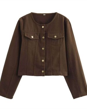 Button Down Long Sleeve Denim Jacket – 0118