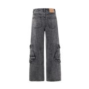 Gray Denim Wrinkles Cargo Pants