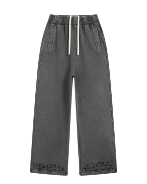 Custom Sweatpants Manufacturer for Ripped Hem Loose Fit Cotton Sweatpants
