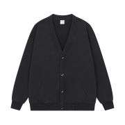 Black Stone Wash Sweatshirt Cardigan