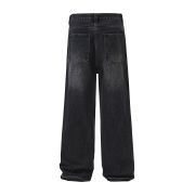 Vintage Washed Raw Hem Bootcut Jeans
