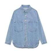 Relaxed Fit Washed Denim Shacket