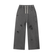 Loose Fit Washed Ripped Trousers