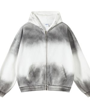 Custom Brush Paint Double Slider Zip Hoodie Manufacturer for Private Label Streetwear Collections