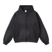 Distressed Double Slider Zip Hoodie