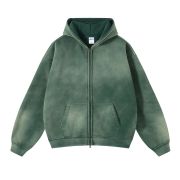 Distressed Double Slider Zip Hoodie
