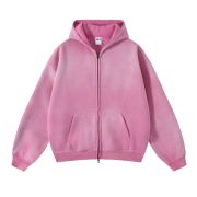 Distressed Double Slider Zip Hoodie