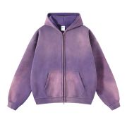 Distressed Double Slider Zip Hoodie