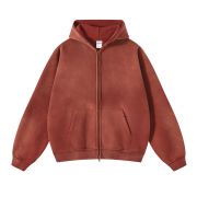Distressed Double Slider Zip Hoodie