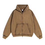 Stone Washed Double Slider Zip Hoodie