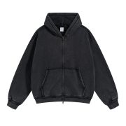 Stone Washed Double Slider Zip Hoodie