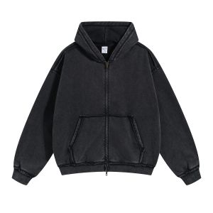 Stone Washed Double Slider Zip Hoodie