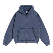 Stone Washed Double Slider Zip Hoodie
