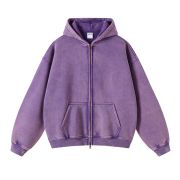 Washed Double Slider Zip Hoodie