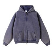 Washed Double Slider Zip Hoodie