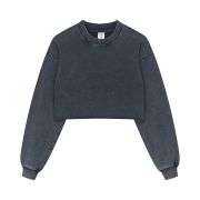 Distressed Raw Hem Crop Sweatshirt