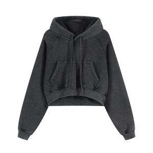 Plush Lining Crop Pullover Hoodie