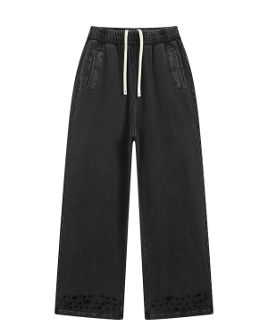 Custom Sweatpants Manufacturer for Ripped Hem Loose Fit Cotton Sweatpants