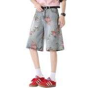Floral Print Bermuda Denim Shorts