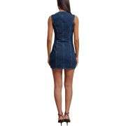 Sleeveless Button-Front Fitted Denim Minidress