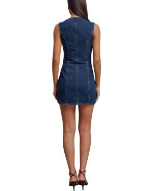 Button-Front Fitted Denim Minidress – 13613