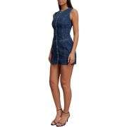 Sleeveless Button-Front Fitted Denim Minidress