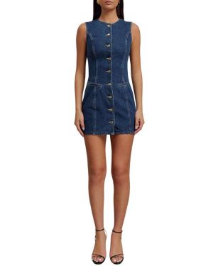 Button-Front Fitted Denim Minidress – 13613