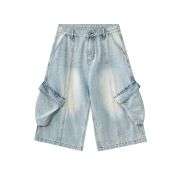 Baggy Cargo Denim Cropped Pants
