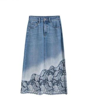 Patchwork Cut-Out Denim Skirt Manufacturer