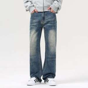 Heavy Wash Whiskers Bootcut Jeans