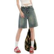 Women’s Vintage Washed Bermuda Denim Shorts