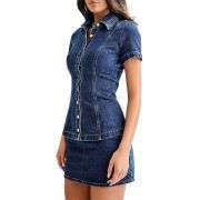 Denim Short Sleeve Top and Mini Skirt Set