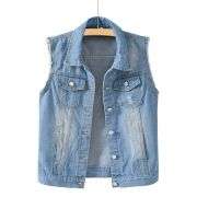Women’s Relaxed Fit Ripped Denim Vest