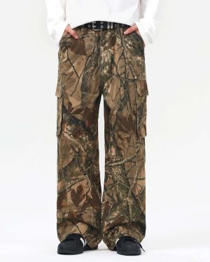 Custom Jeans Manufacturer for Tree Branch Print Camouflage Cargo Pants