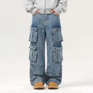 Baggy Denim Cargo Pants